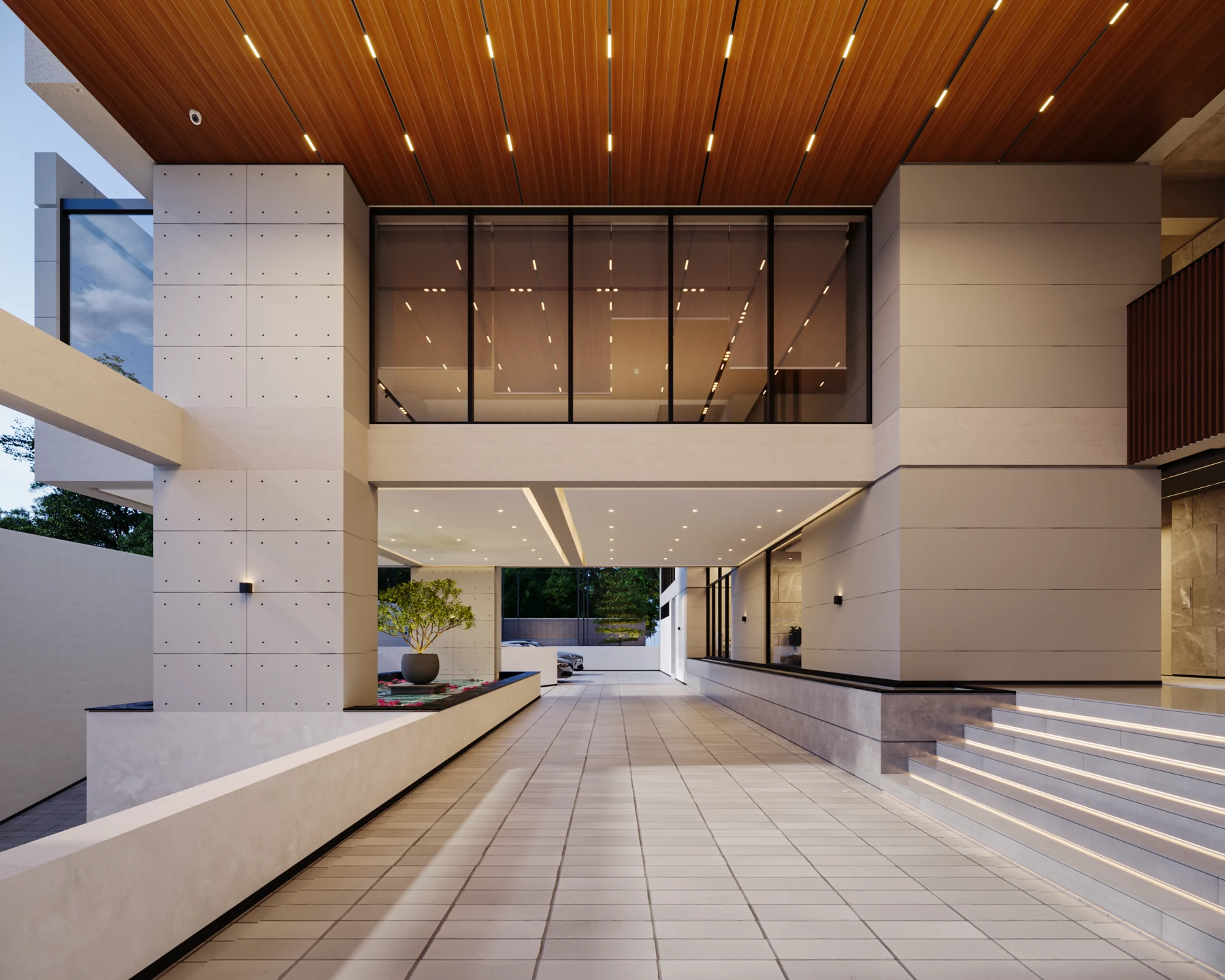 Unicorn Heights covered driveway render
