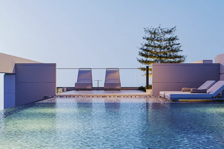 Unicorn Heights rooftop swimming pool visualization