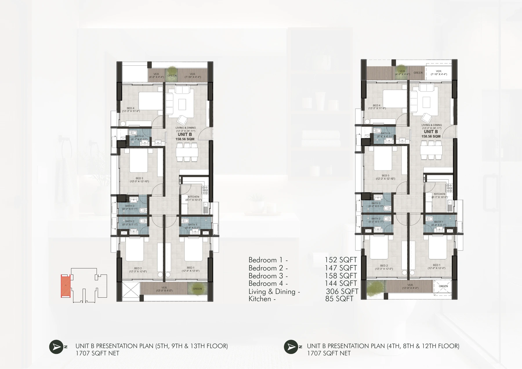 Unicorn Heights · Unit B layout