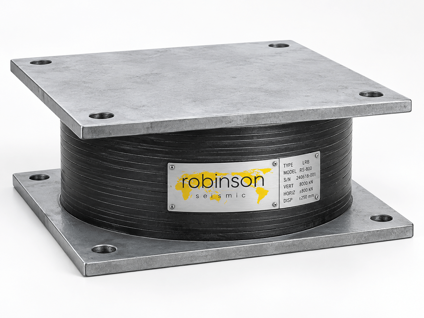 Robinson Seismic lead rubber bearing with steel mounting plates